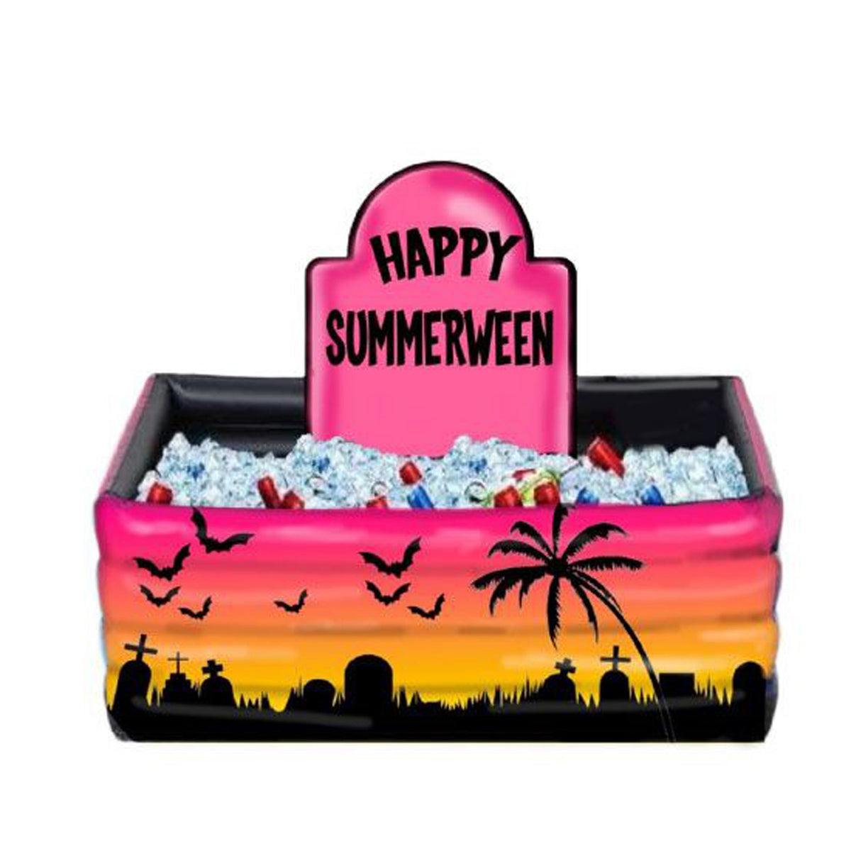 FUN WORLD Theme Party Summerween Inflatable Coffin Cooler, 21 x 39 Inches, 1 Count 071765168601