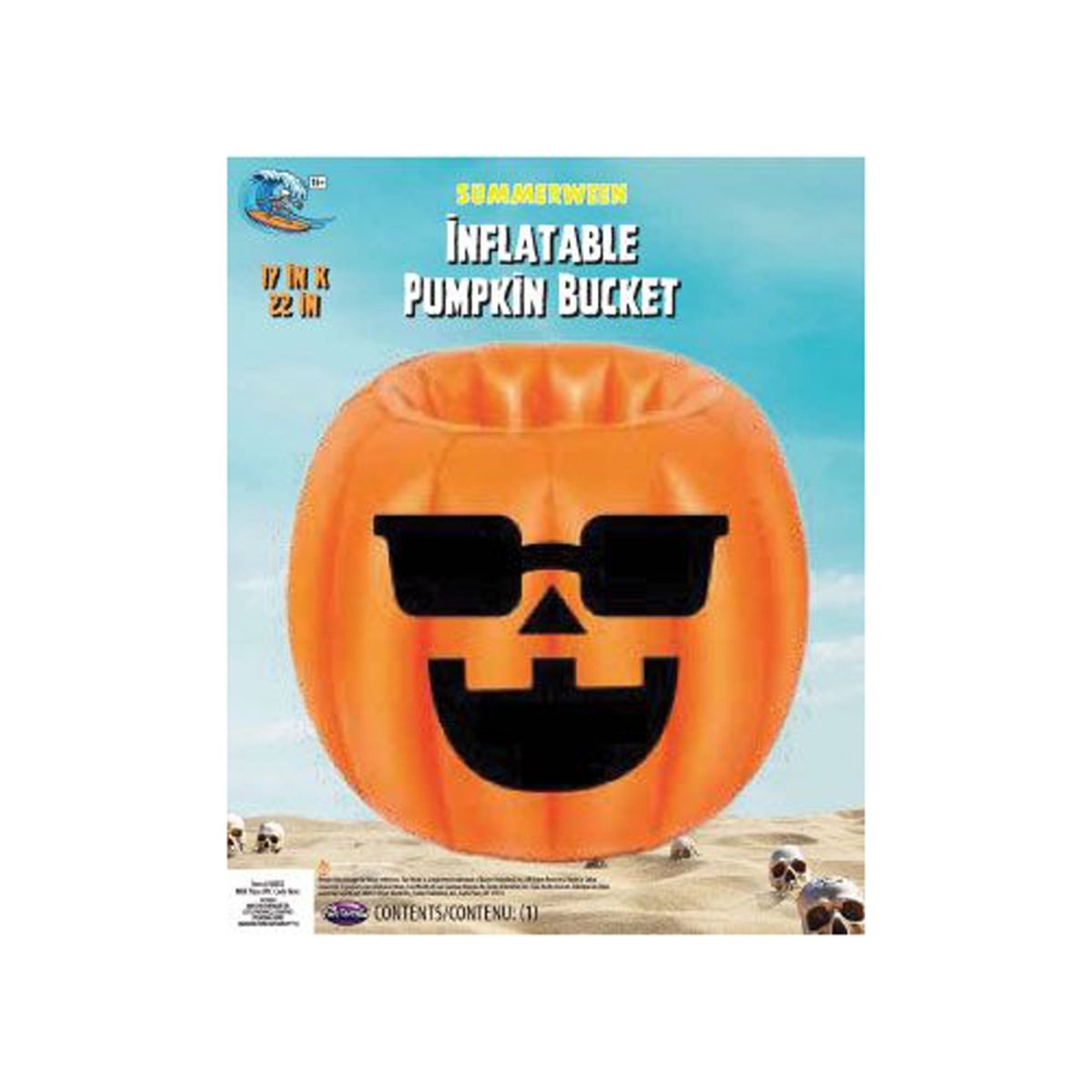 FUN WORLD Theme Party Summerween Inflatable Pumpkin Bucket, 17 x 22 Inches, 1 Count 071765166225