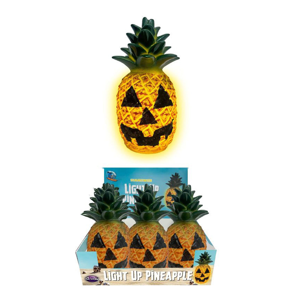 FUN WORLD Theme Party Summerween Light-Up Jack-O-Pineapple, 1 Count 071765168236