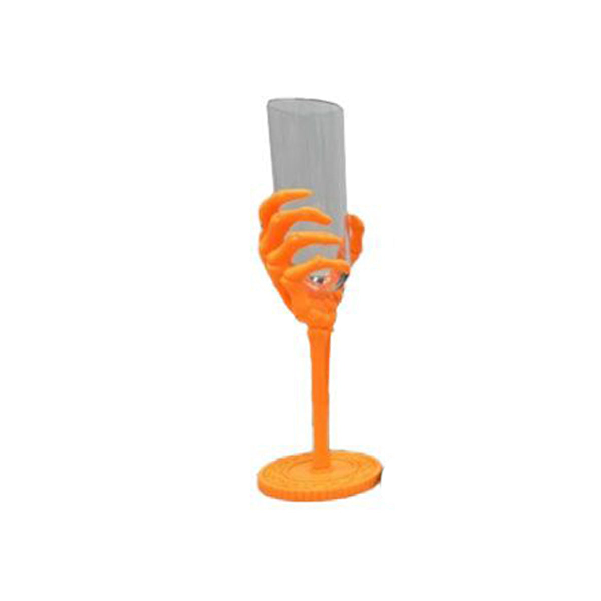 FUN WORLD Theme Party Summerween Orange Skeleton Hand Plastic Flute Glass, 1 Count 071765168267
