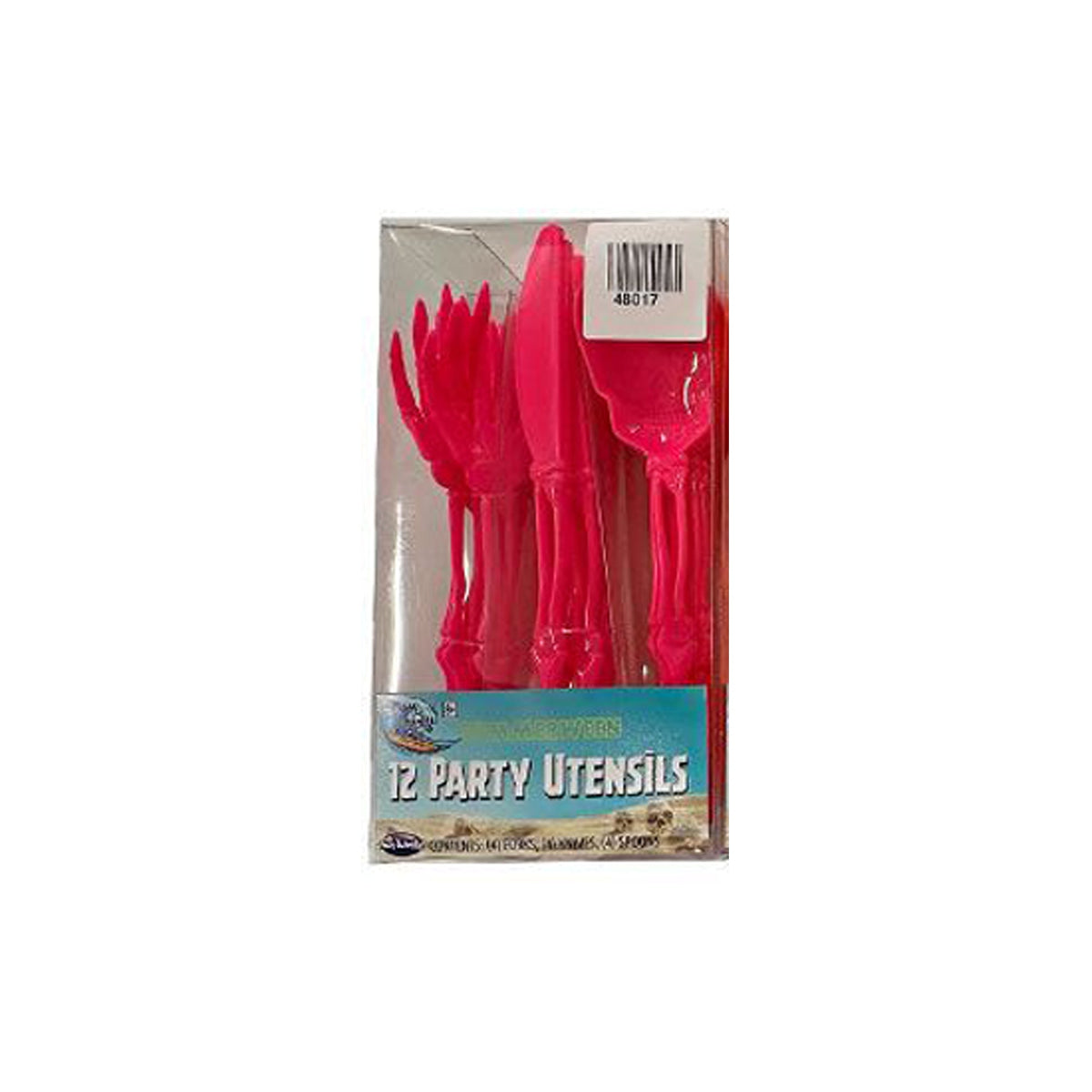 FUN WORLD Theme Party Summerween Pink Funny Bones Utensils, 12 Count 071765167994