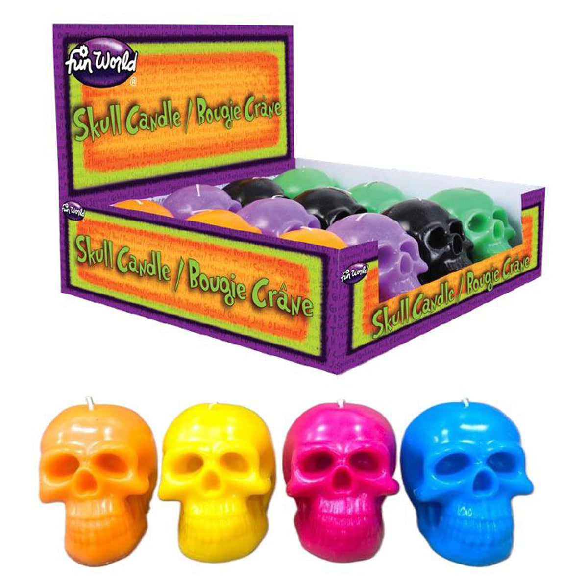 FUN WORLD Theme Party Summerween Skull Candle, Assortment, 1 Count 071765171144