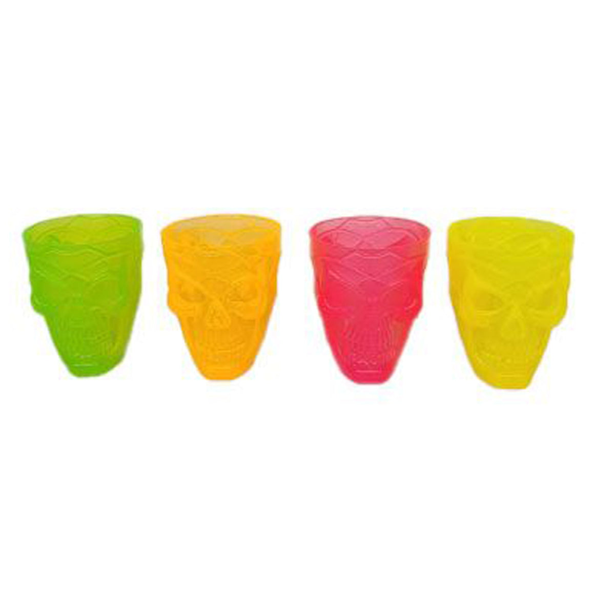 FUN WORLD Theme Party Summerween Skull Shaped Plastic Shot Glasses, Assortment, 2 Count 071765171182