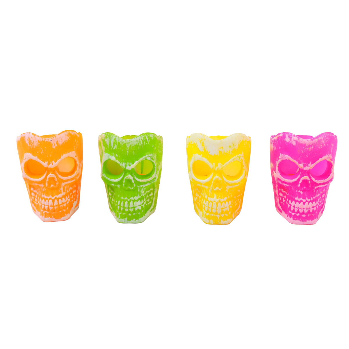 FUN WORLD Theme Party Summerween Skull Votive with Tea Light, Assortment, 1 Count 071765167864