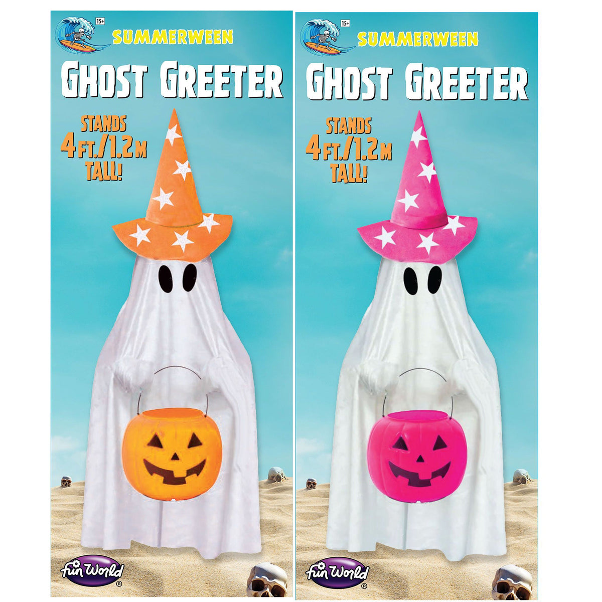 FUN WORLD Theme Party Summerween Standing Ghost Greeter, 48 Inches, Assortment, 1 Count 071765172134