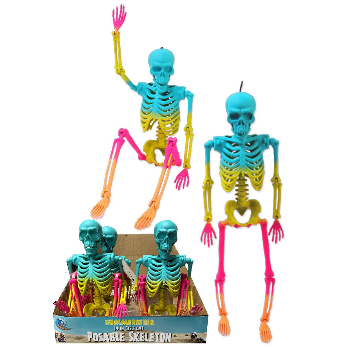 FUN WORLD Theme Party Summerween Tie-Dye Skeleton, 14 Inches, 1 Count 071765168359