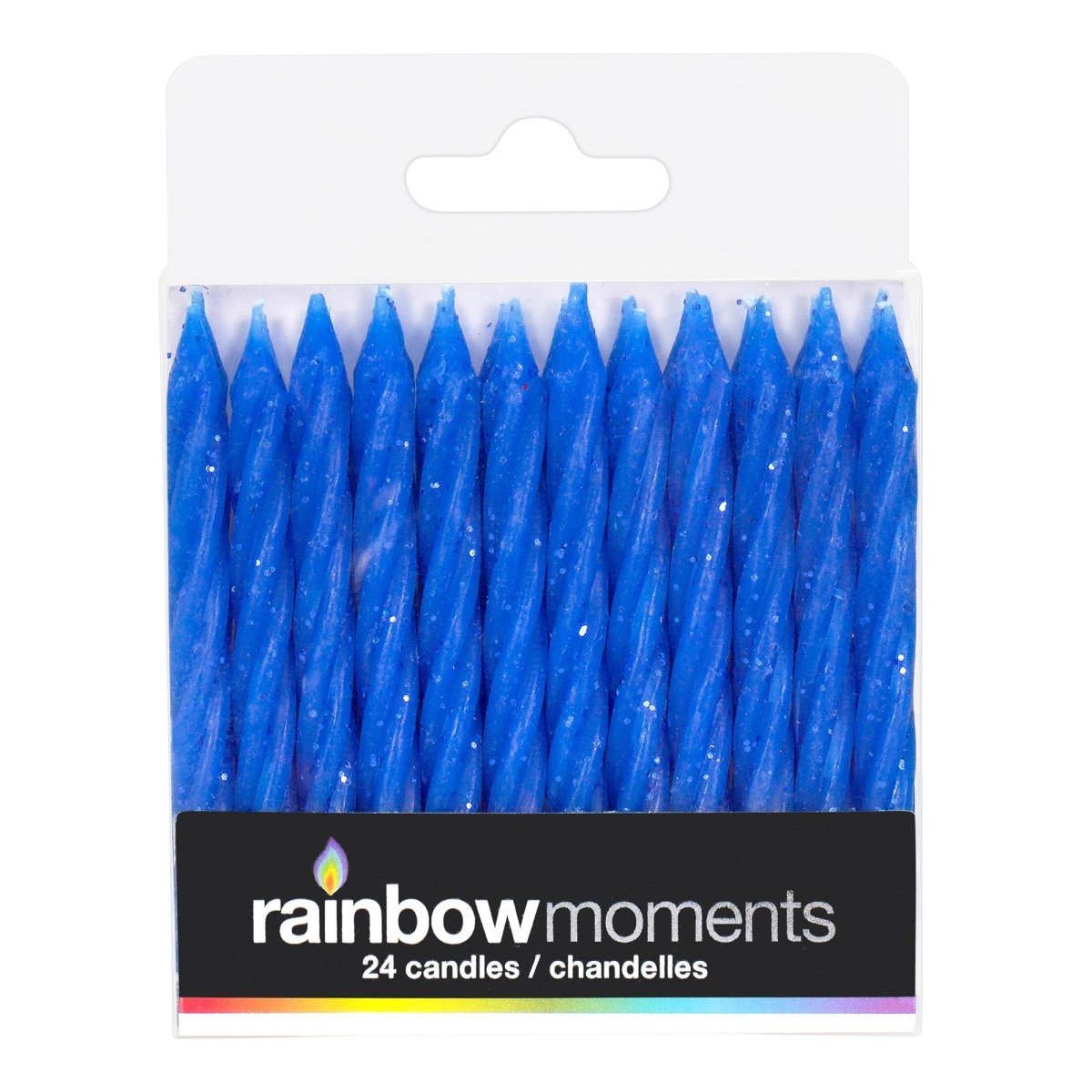GLOCO ACCENTS INC Cake Supplies Blue Glitter Spiral Cake Candles, 24 Count 885093011955