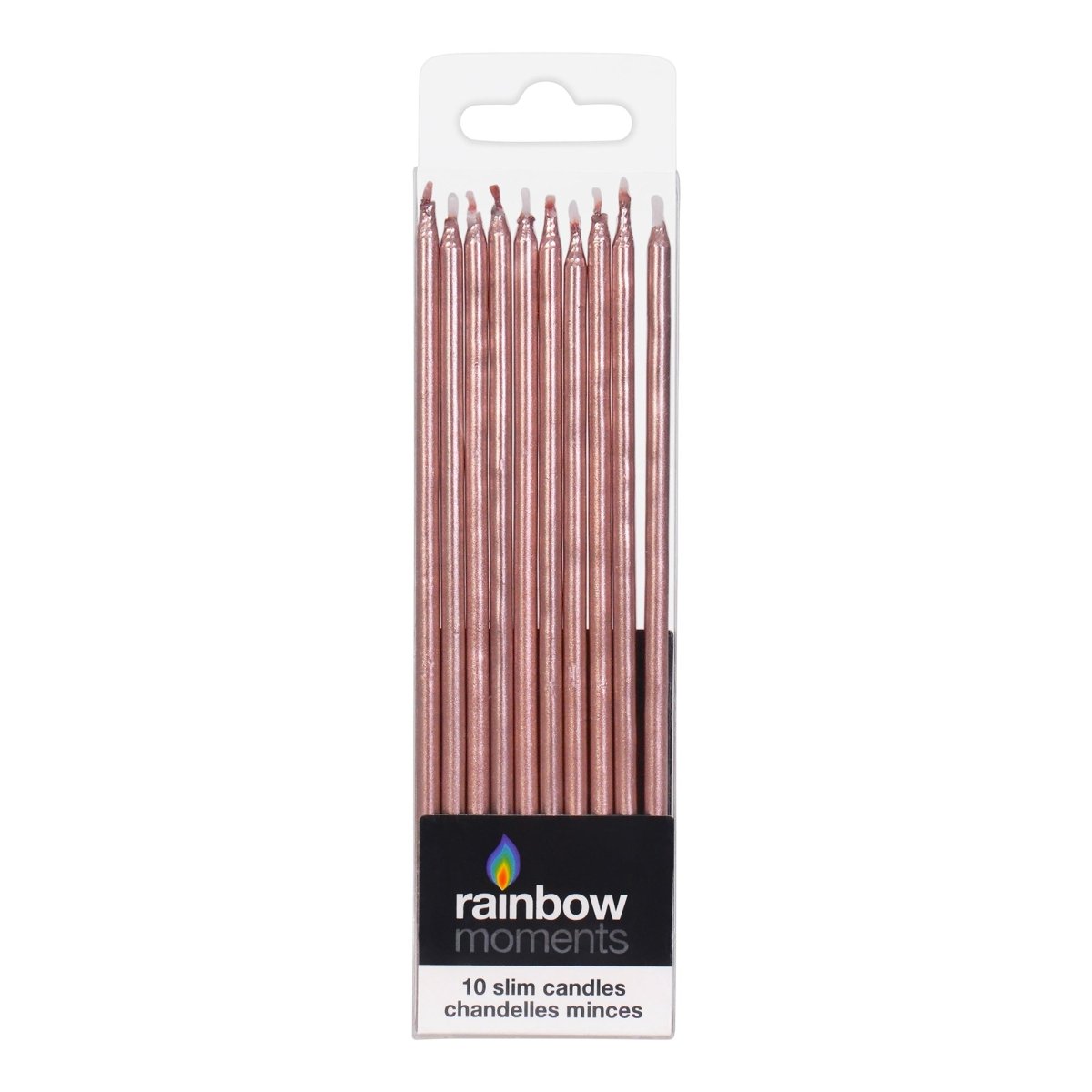 GLOCO ACCENTS INC Cake Supplies Rose Gold Slim Cake Candles, 5.9 Inches, 10 Count 885093012501