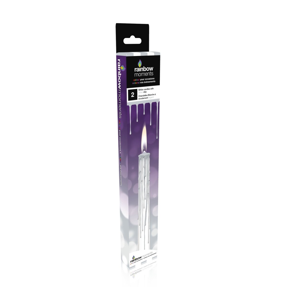 GLOCO ACCENTS INC Decorations White Candles with Silver Drip, 10.25 Inches, 2 Count 885093007293