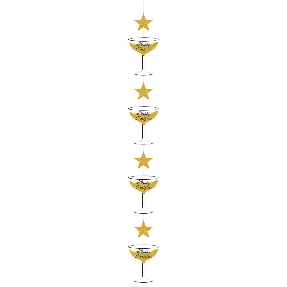 GLOCO ACCENTS INC New Year Happy New Year Champagne Glass Hanging Decoration, 47 Inches, 1 Count 885093014758
