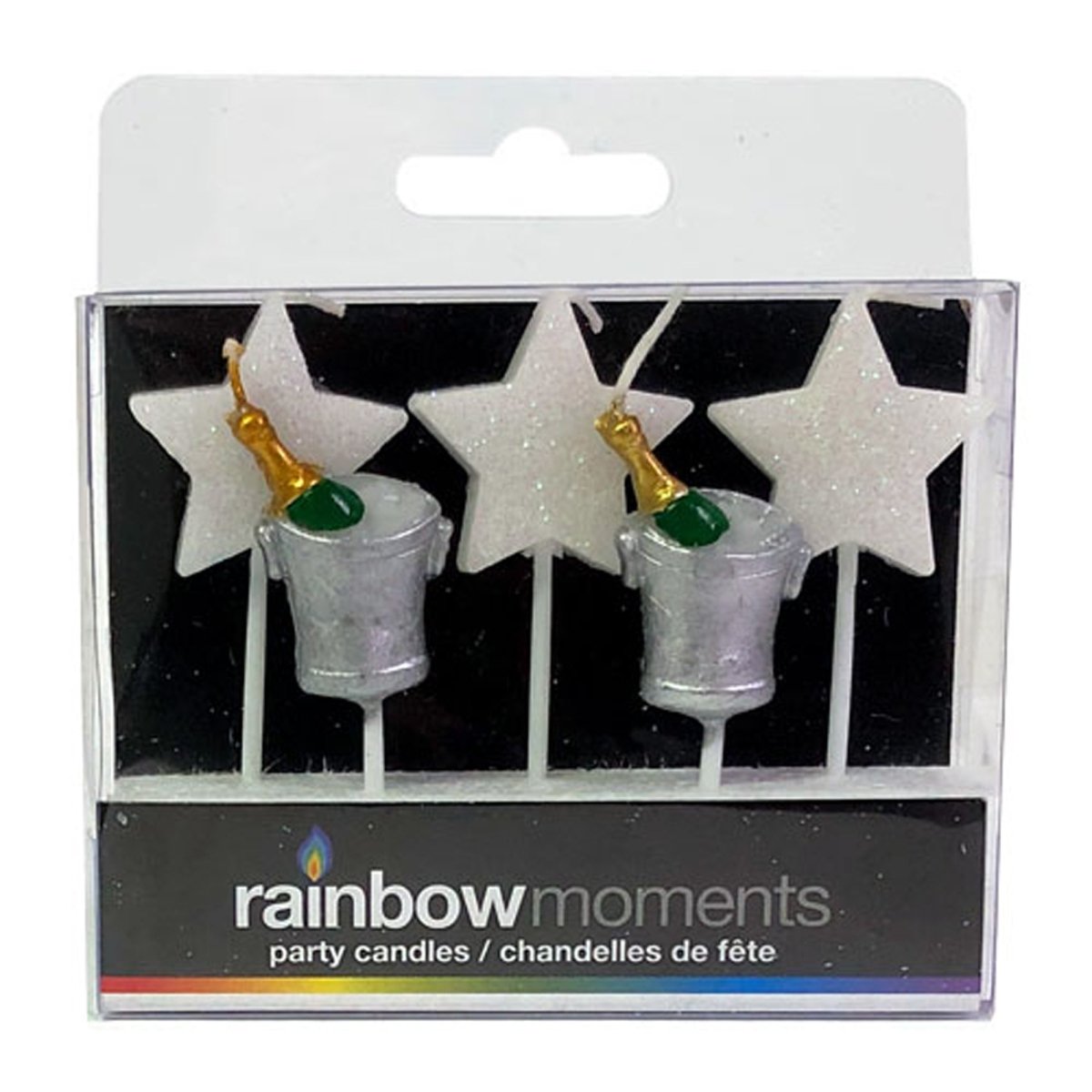 GLOCO ACCENTS INC Theme Party Champagne & Stars Shaped Candles, 5 Count 885093009235