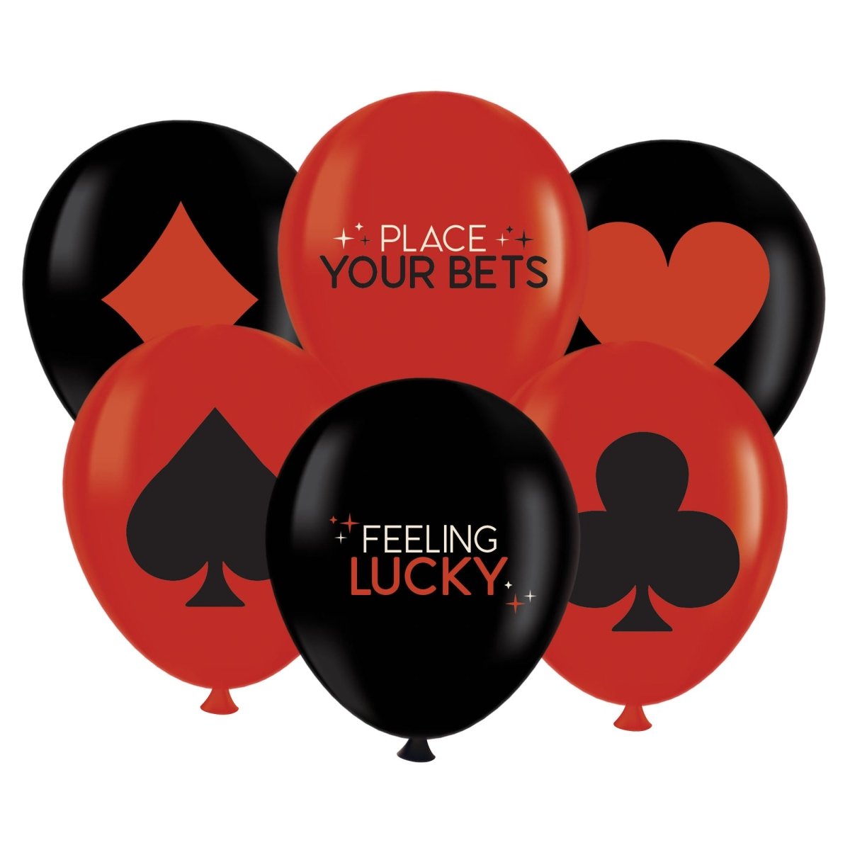 GLOCO ACCENTS INC Theme Party Feeling Lucky Latex Balloons, Red and Black, 6 Count 885093013584