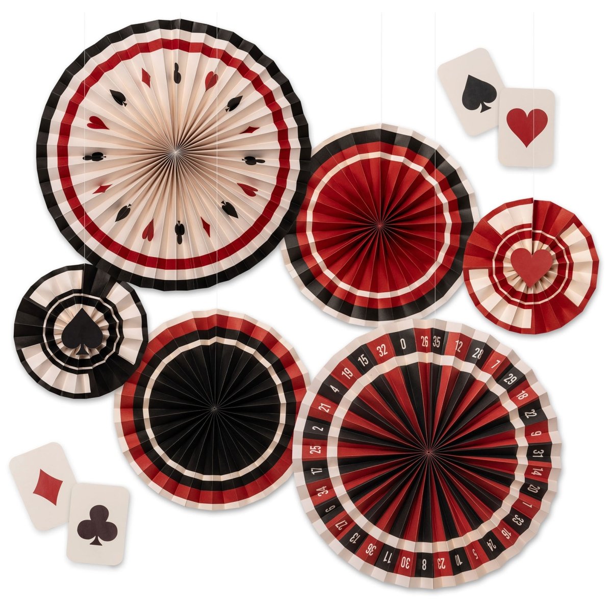 GLOCO ACCENTS INC Theme Party Feeling Lucky Paper Fan Decoration Kit, 8 Count 885093013591