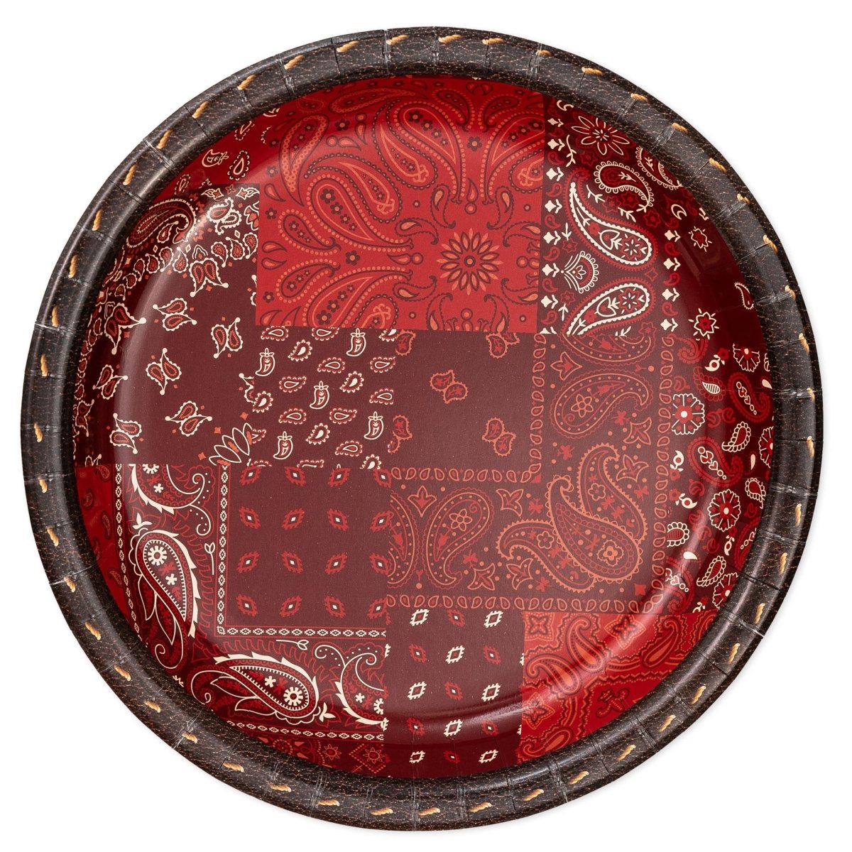 GLOCO ACCENTS INC Theme Party Western Yee Haw Large Round Lunch Paper Plates, 10.5 Inches, 8 Count 885093011689