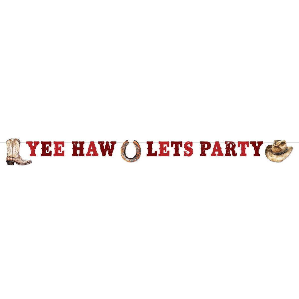 GLOCO ACCENTS INC Theme Party Western Yee Haw Let's Party Banner, 1 Count 885093011665