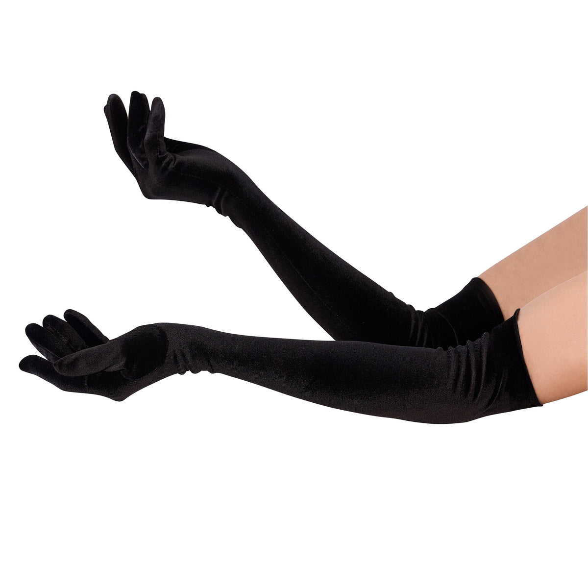 GONG ZHENMING Costume Accessories Black Long Velvet Gloves for Adults 840482506474