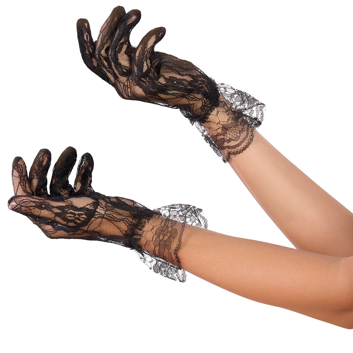 GONG ZHENMING Costume Accessories Black Short Lace Gloves for Adults 840482506535