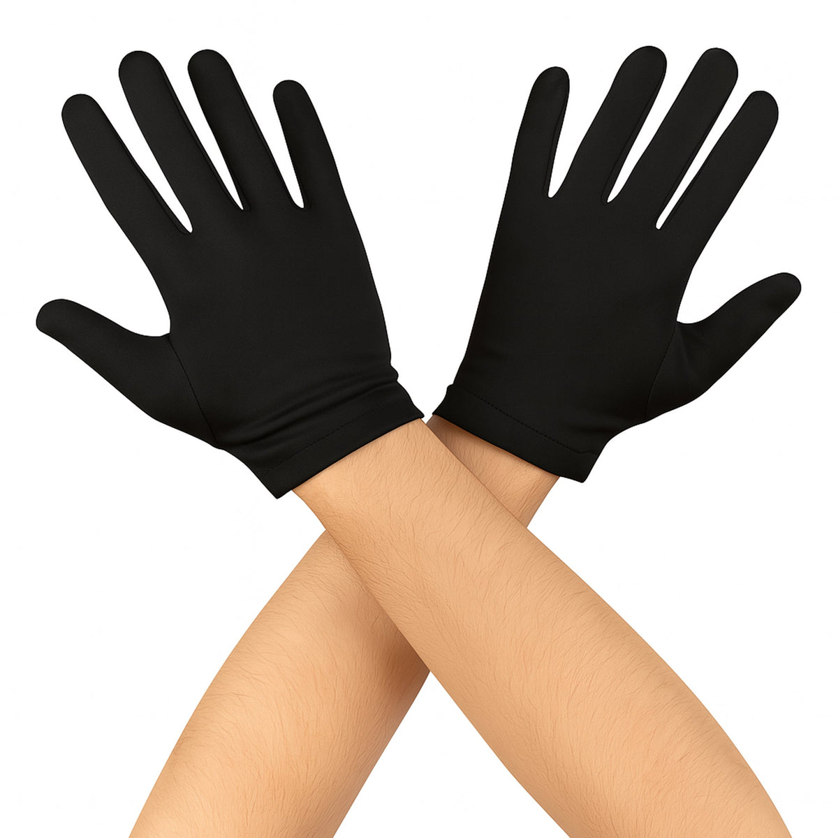 GONG ZHENMING Costume Accessories Black Short Polyester Gloves for Adults 840482506528