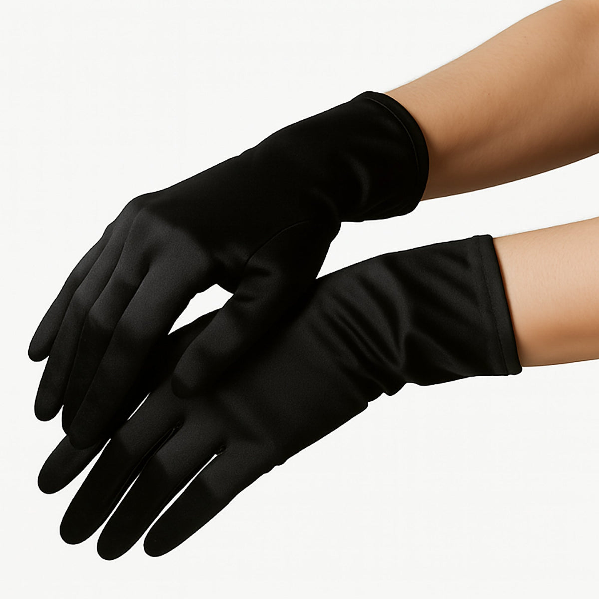 GONG ZHENMING Costume Accessories Black Short Satin Gloves for Adults 840482506641