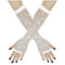 GONG ZHENMING Costume Accessories White Fingerless Fishnet Gloves with Rhinestones for Adults 840482506627