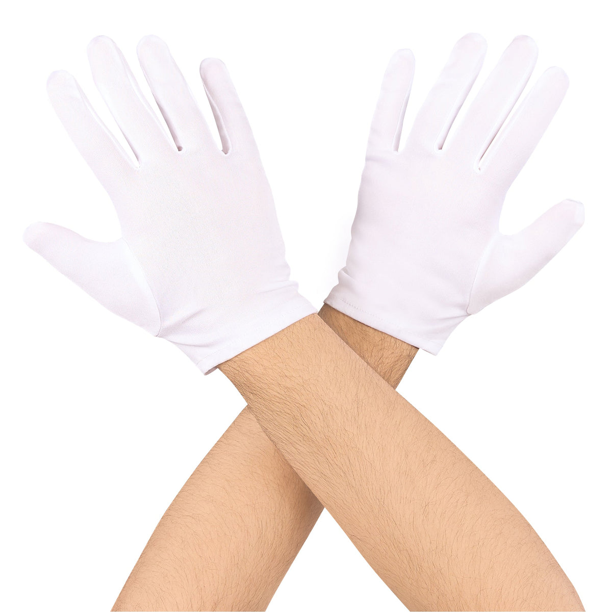 GONG ZHENMING Costume Accessories White Short Polyester Gloves for Adults 840482506511