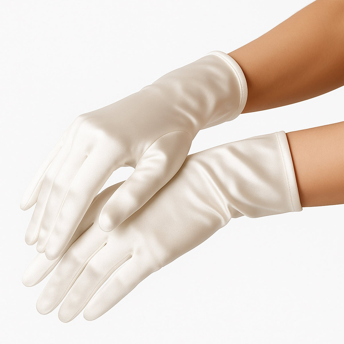 GONG ZHENMING Costume Accessories White Short Satin Gloves for Adults 840482506658