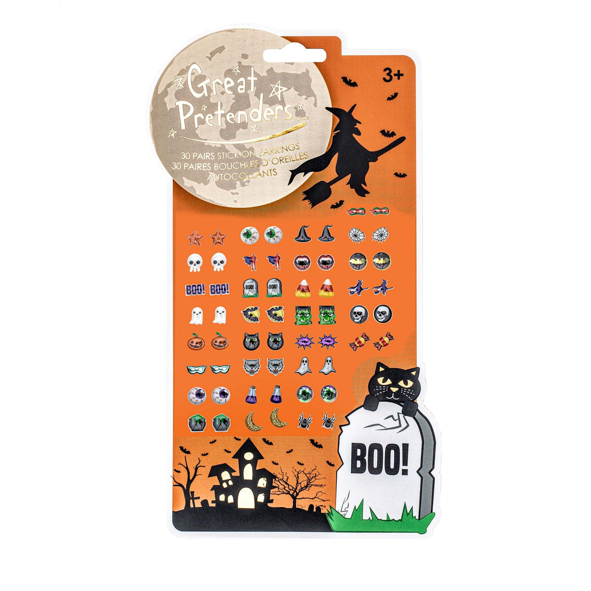 Great Pretenders Halloween Halloween Earring Stickers for Kids, 30 Count