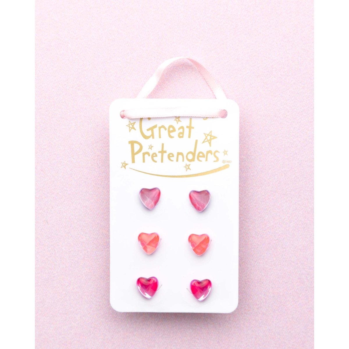 Great Pretenders Impulse Buying Boutique Holo Heart Studded Earrings , 6 Count