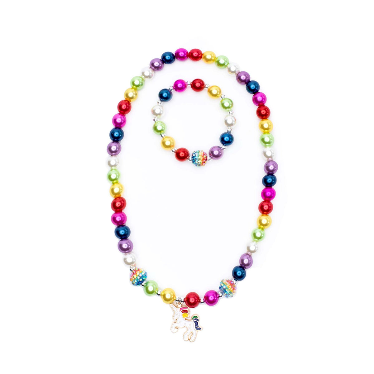 Great Pretenders Impulse Buying Gumball Rainbow Unicorn Necklace and Bracelet Set for Kids