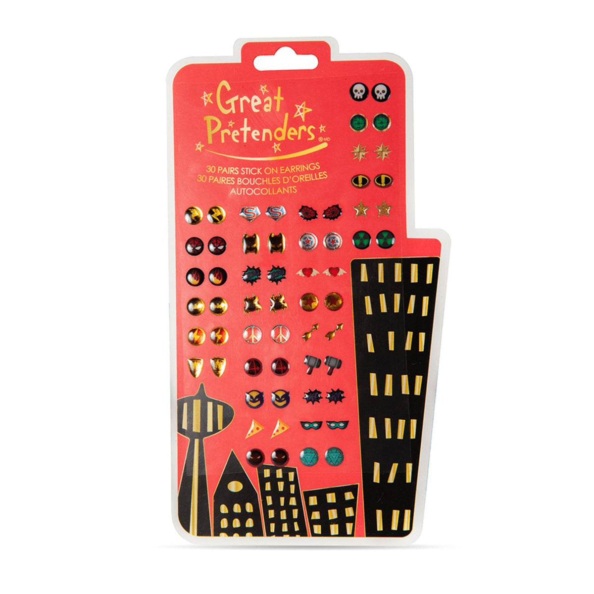 Great Pretenders Impulse Buying Superhero Sticker Earrings, 30 Count 771877875052