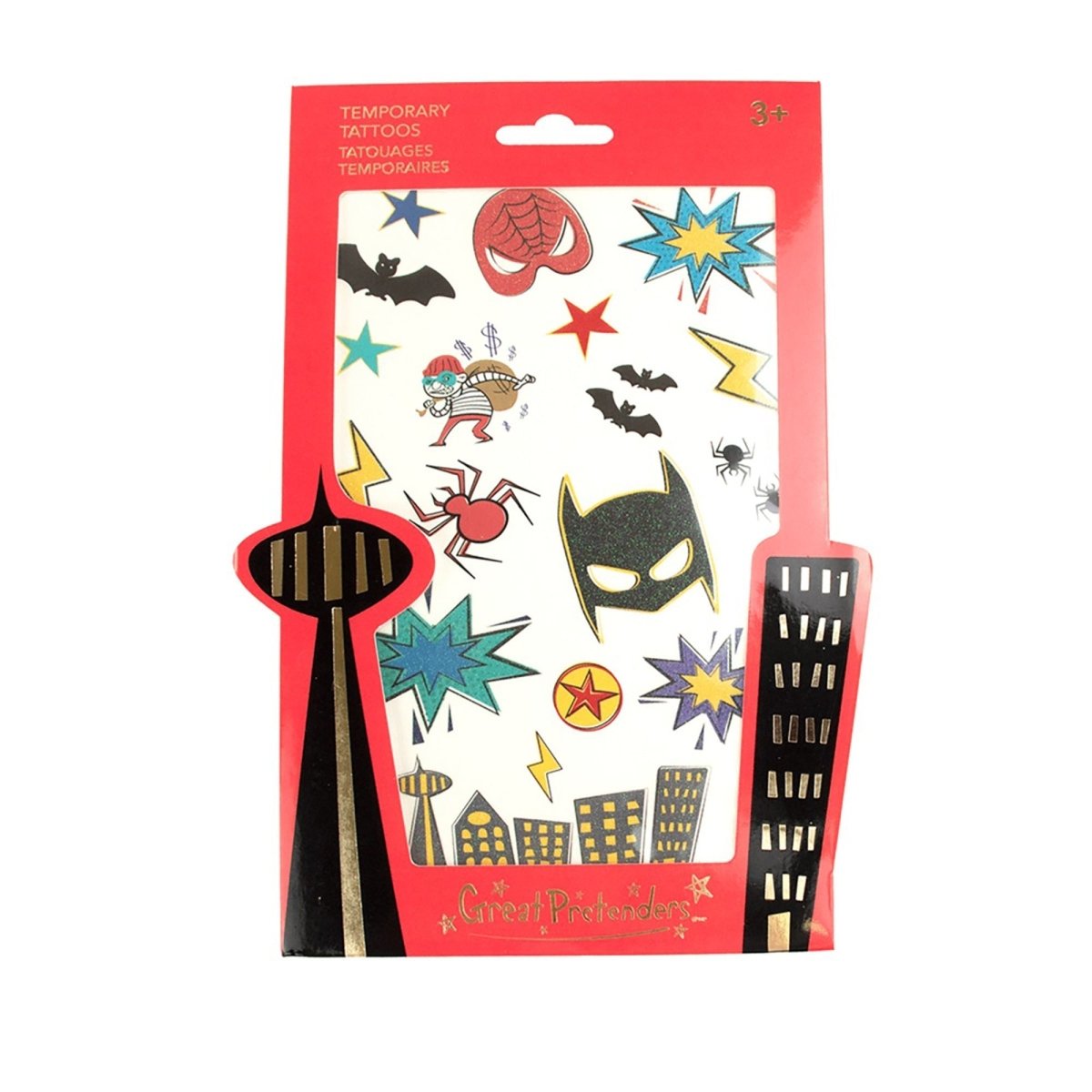 Great Pretenders impulse buying Superhero Temporary Tattoos, 18 Count