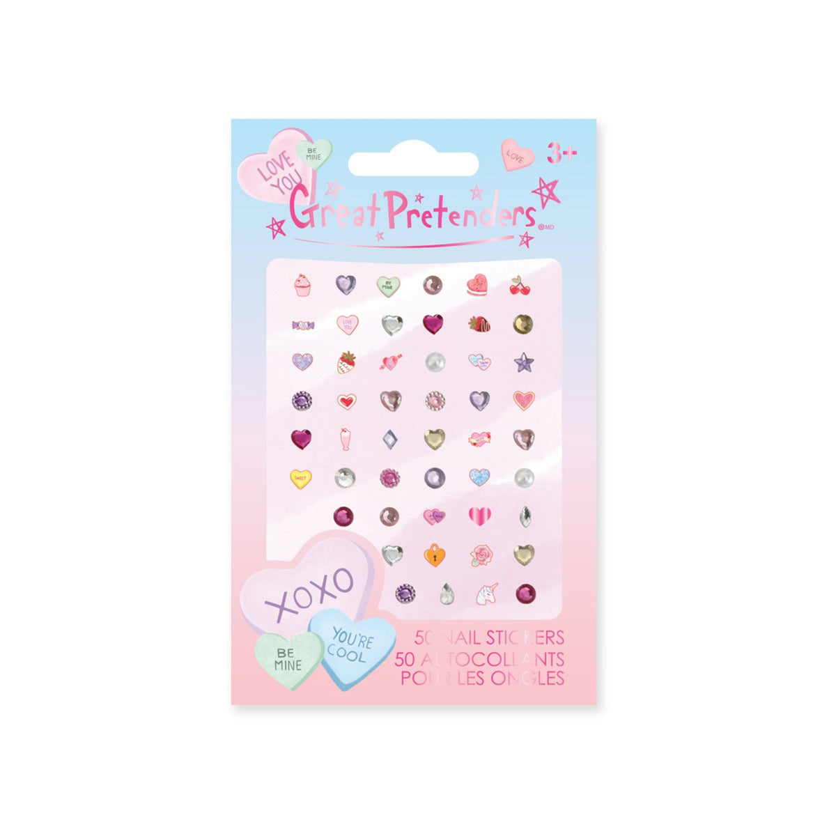 Great Pretenders Kids Birthday Hearts Nail Stickers, 50 Count 771877877070
