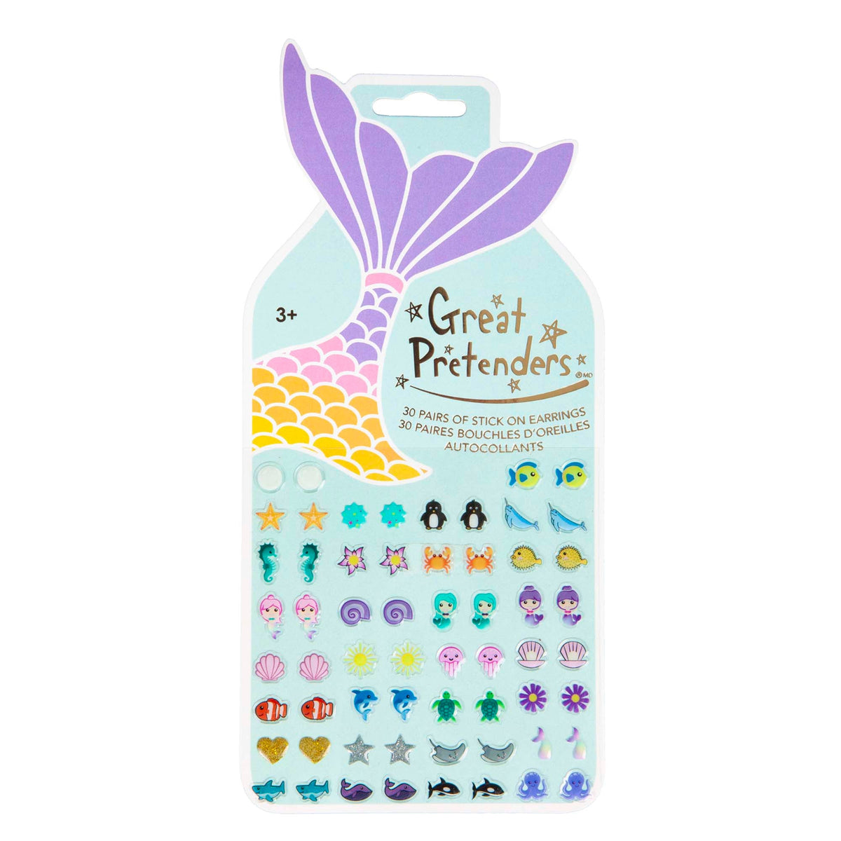Great Pretenders Kids Birthday Mermaid Earring Stickers, 30 Count 771877875045