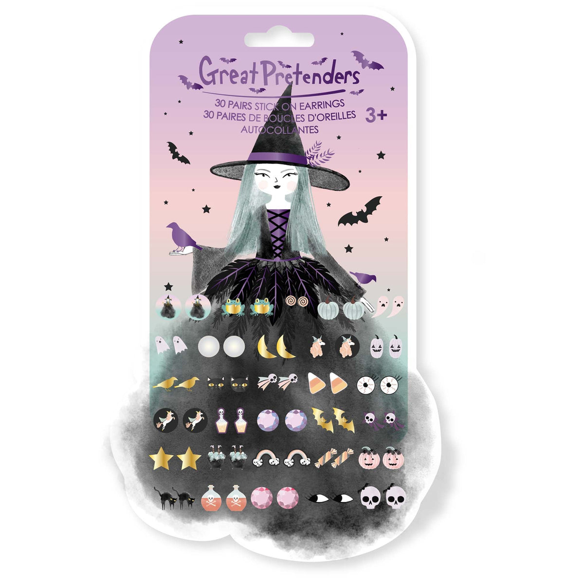 Great Pretenders Halloween Natasha the Raven Witch Earring Stickers for Kids, 30 Count