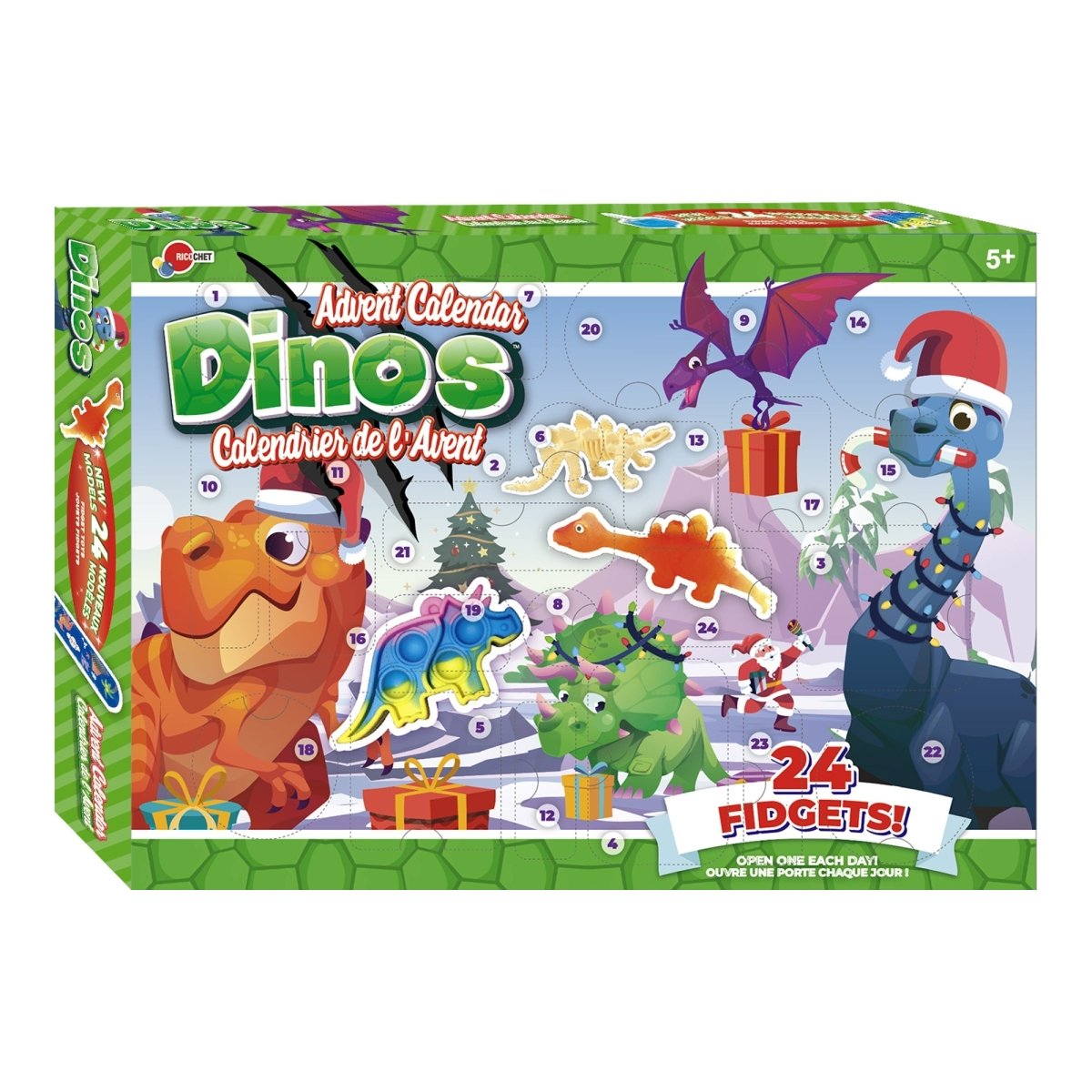 GROUPE RICOCHET Christmas Christmas Dino Fidget Advent Calendar, 1 Count 824464125396