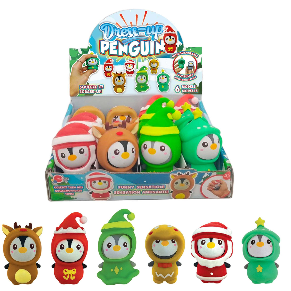 GROUPE RICOCHET Christmas Christmas Dress-Up Penguin, 3 Inches, Assortment, 1 Count 824464114413