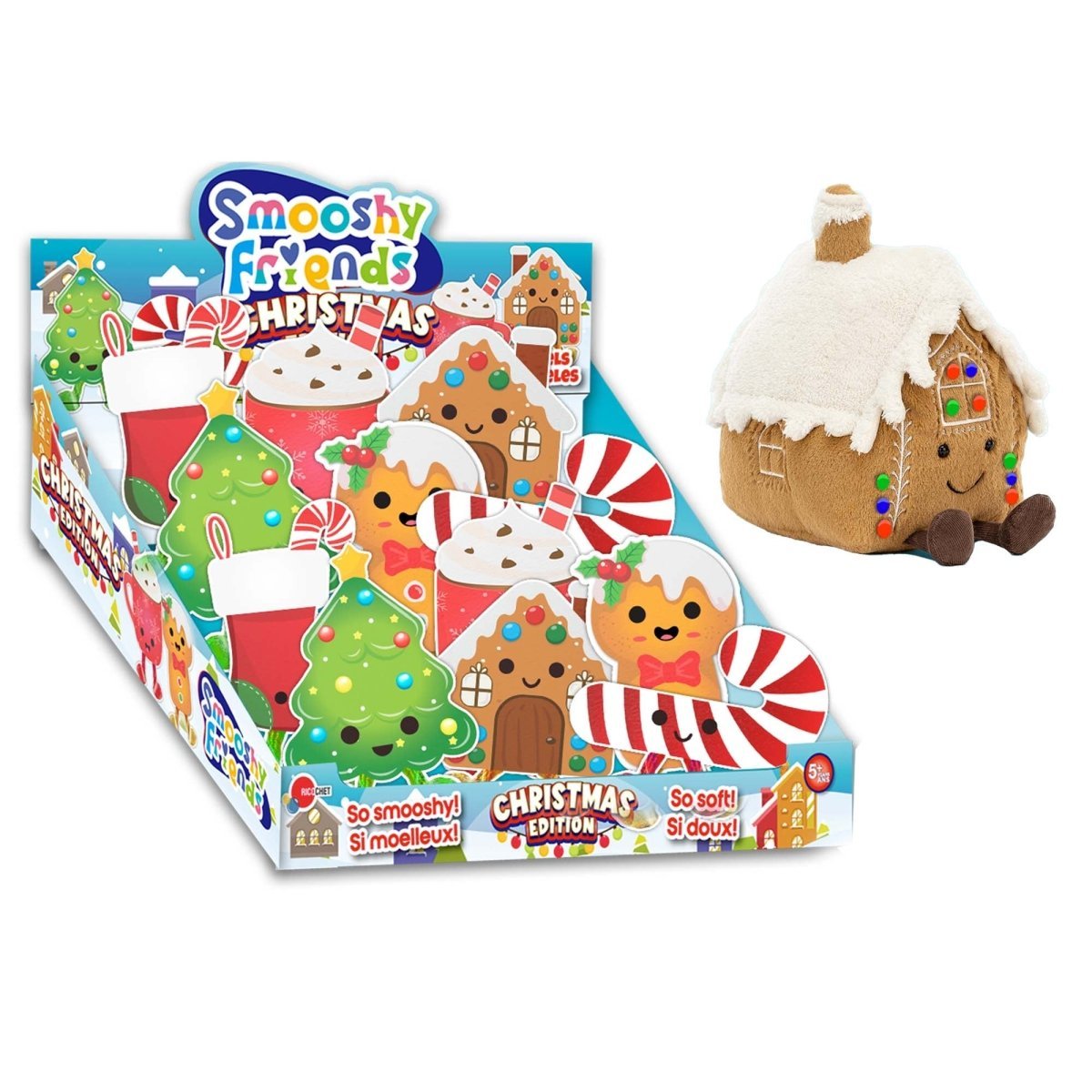 GROUPE RICOCHET Christmas Christmas Smooshy Friends, 6 Inches, Assortment, 1 Count 824464120469