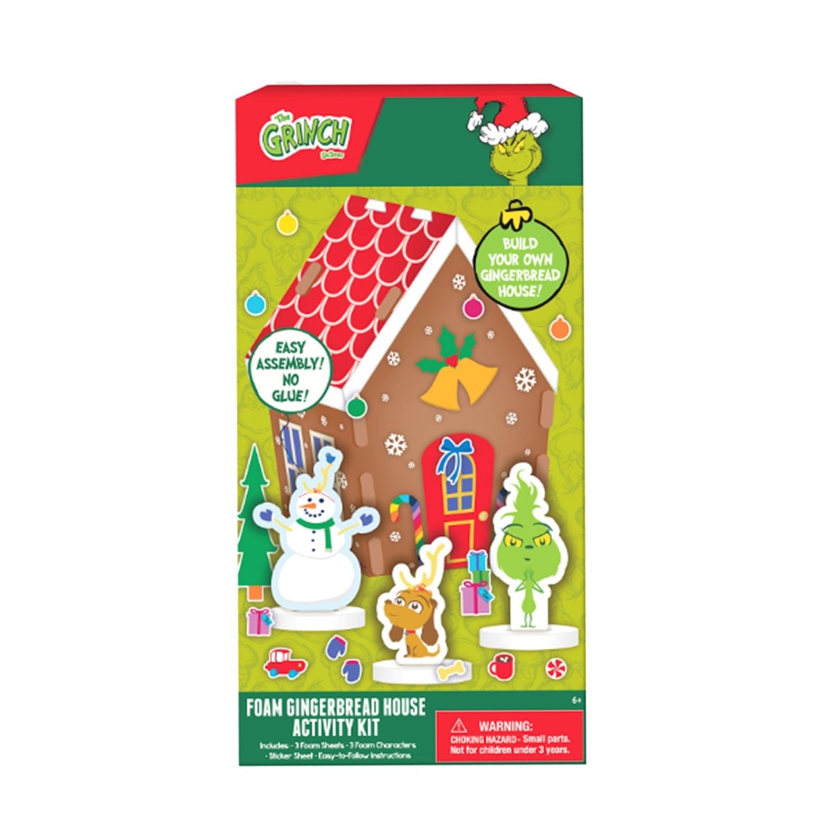 GROUPE RICOCHET Christmas Grinch Foam Gingerbread House Activity Kit, Dr. Seuss, 1 Count 191537173562