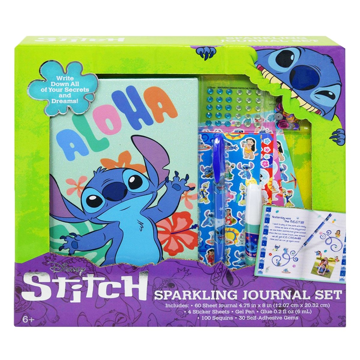 GROUPE RICOCHET Toys & Games Stitch Sparkling Journal Set, Disney, 1 Count 191537183813