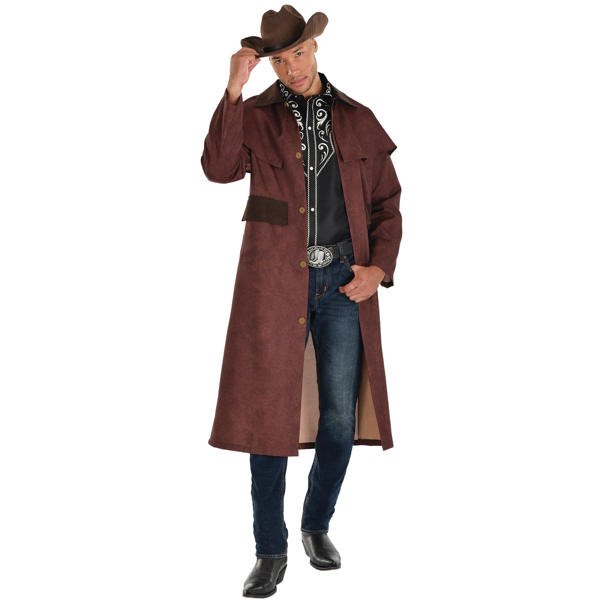 HALLOWEEN COSTUME CO. Costume Accessories Brown Modern Western Duster Coat for Adults 192937452349
