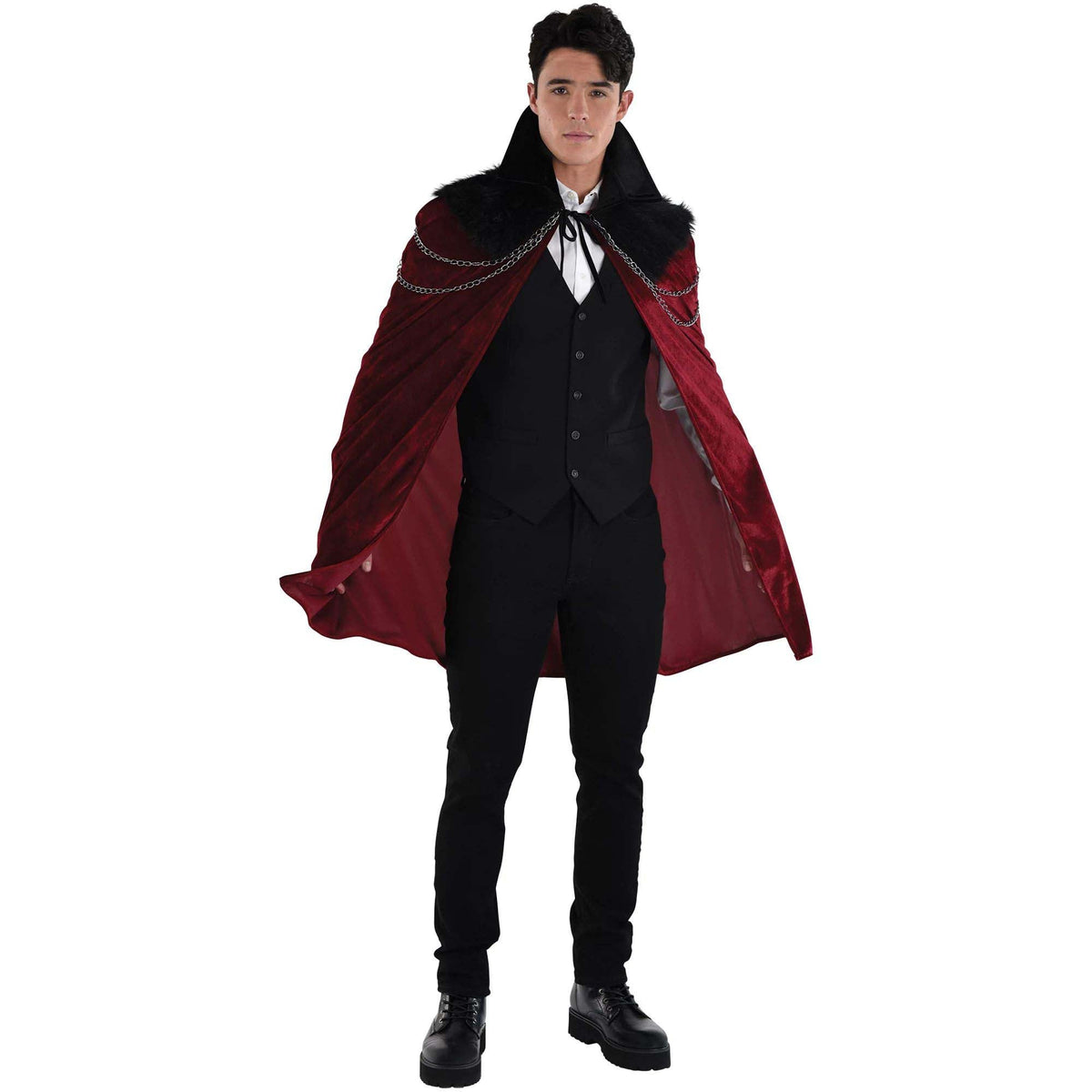 HALLOWEEN COSTUME CO. Costume Accessories Gothic Vampire Cloak for Adults, Black and Red Cloak