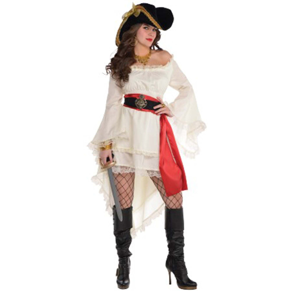 HALLOWEEN COSTUME CO. Costume Accessories Pirate Dress for Adults, White Dress