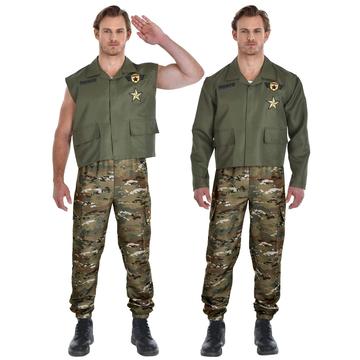 HALLOWEEN COSTUME CO. Costumes Soldier Costume for Adults, Green Jacket and pants
