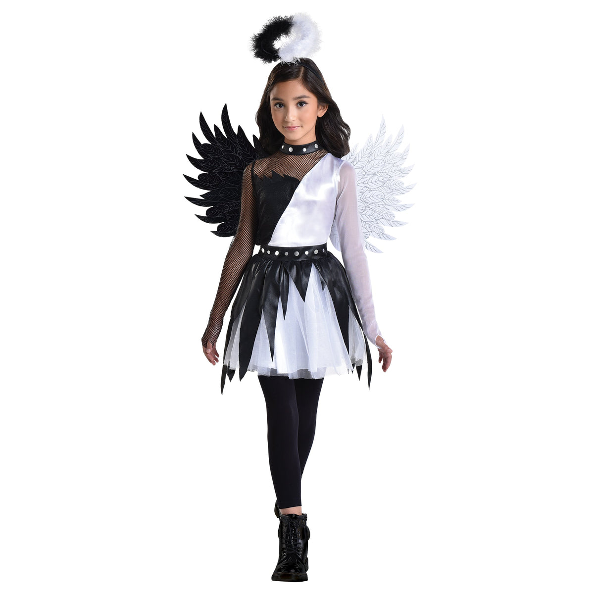 HALLOWEEN COSTUME CO. Costumes Twisted Angel Costume for Kids, White and Black Dress