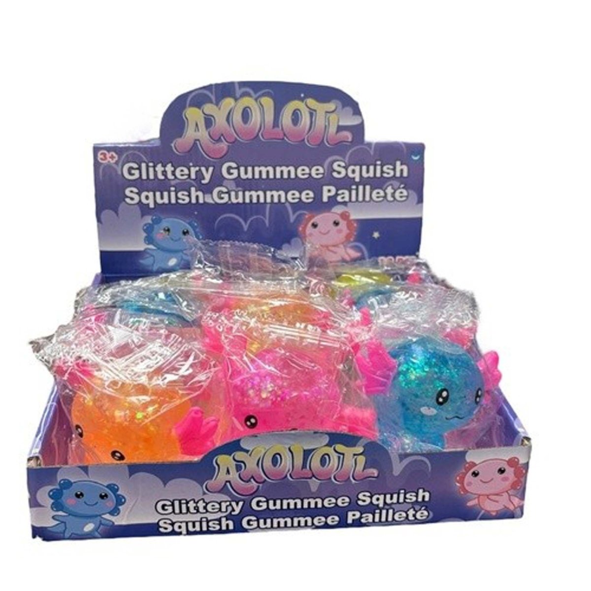 Anti Stress Enfant Jouet Squeeze Axolotl Pailleté - 4 Adorables Animaux Anti-stress | Soulagement Anxiété Enfants/adultes Squeeze Toy Relaxant