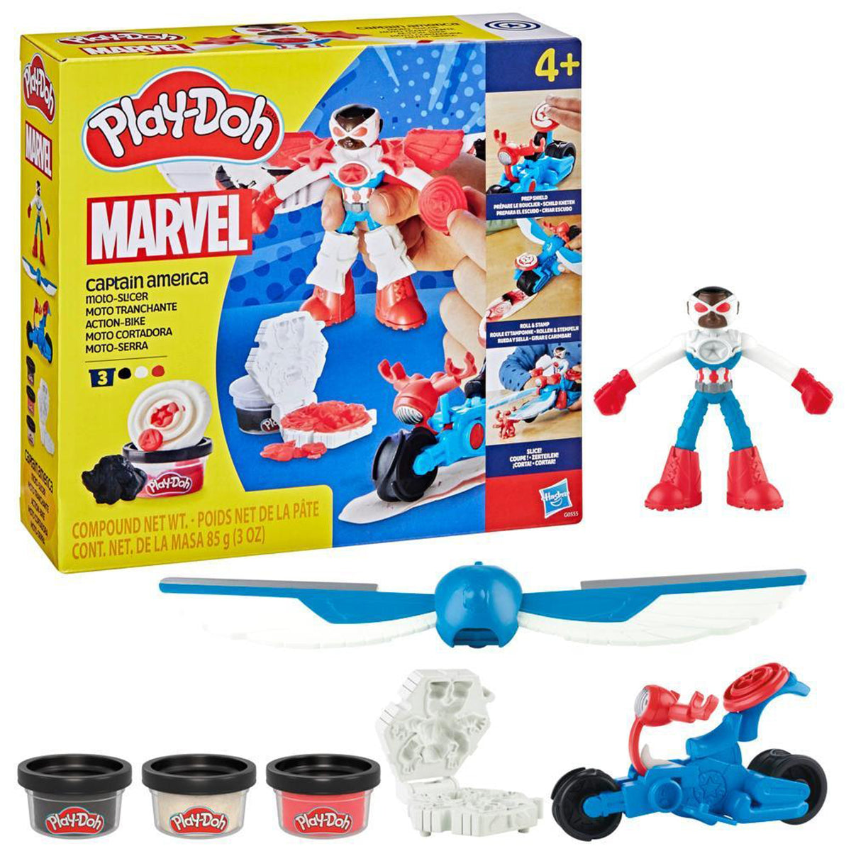 HASBRO Toys & Games Play-Doh Captain America Moto-Slicer Playset, 1 Count 5010996280008