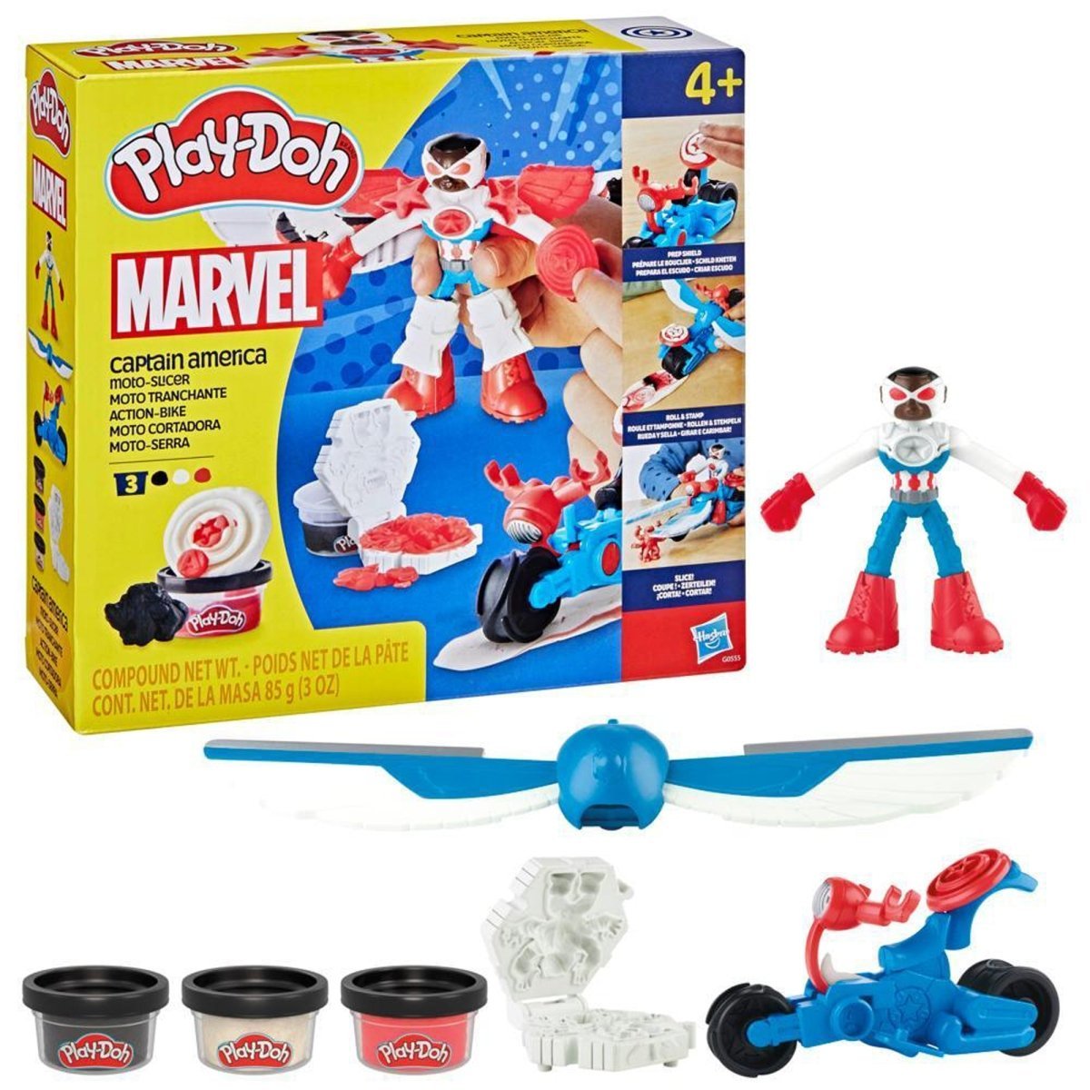 HASBRO Toys & Games Play-Doh Captain America Moto-Slicer Playset, 1 Count 5010996280008