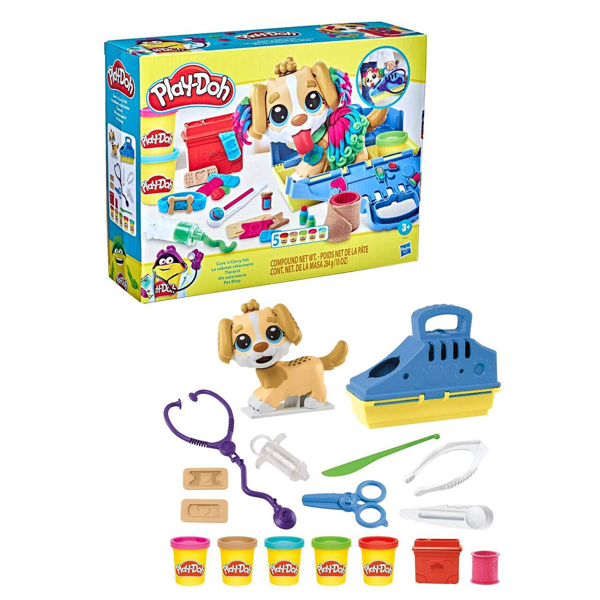 HASBRO Toys & Games Play-Doh Care 'n Carry Vet Playset with Toy Dog, 1 Count