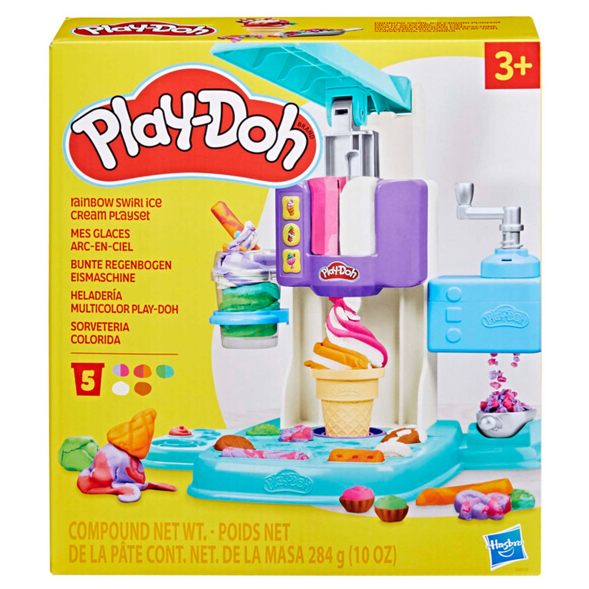 HASBRO Toys & Games Play-Doh Rainbow Swirl Ice Cream Playset, 1 Count 5010996247544