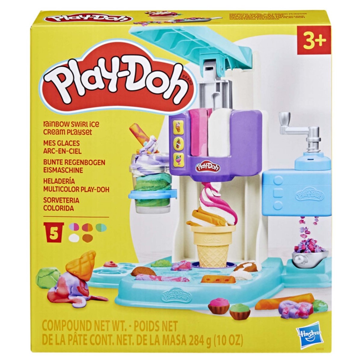 HASBRO Toys & Games Play-Doh Rainbow Swirl Ice Cream Playset, 1 Count 5010996247544